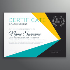 modern vector certificate template with geometric shapes
