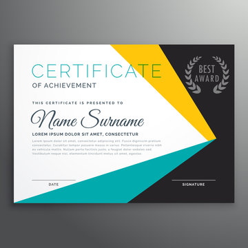 modern vector certificate template with geometric shapes