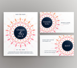 wedding invitation, rsvp and thankyou card design template