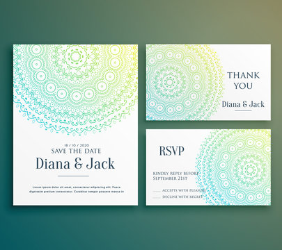 wedding invitation greeting card design with beautiful mandala decoration - Powered by Adobe