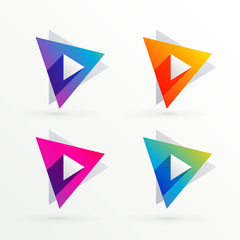 set of triangle banners in four colors