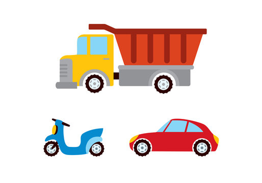 Toy car vector. Different means of transport. Cartoon car images for kids