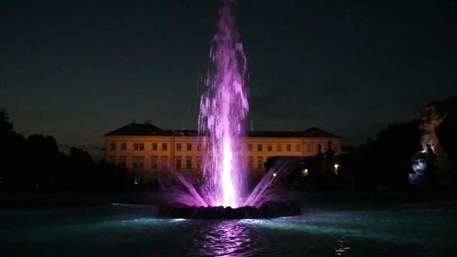 Colorful fountain at Mirabell Palace in Salzburg, Austria, 2017