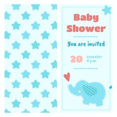Baby shower invitation with a patchwork whale