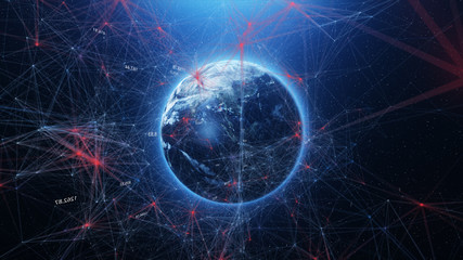 Abstract blue eart in space plexus background