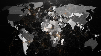 Abstract image of global networks in the world in the form of plexus