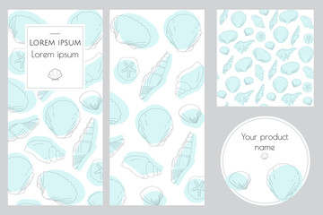 Very elegant vector set of labels for seafood products