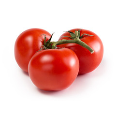 Red fresh tomatoes on a white isolated background