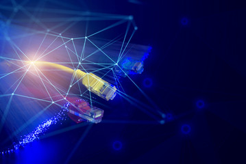 global of ai robotic, signal of data, technology abstract futuristic cyber net web connect to...