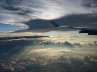 Fototapeta na wymiar Airplane window view