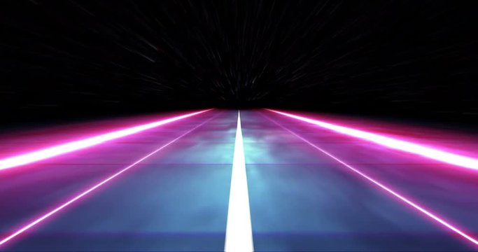 Infinite abstract space runway on the background of stars