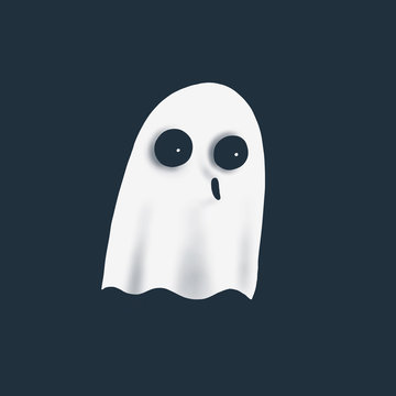 illustration of cartoon fun ghost on white background