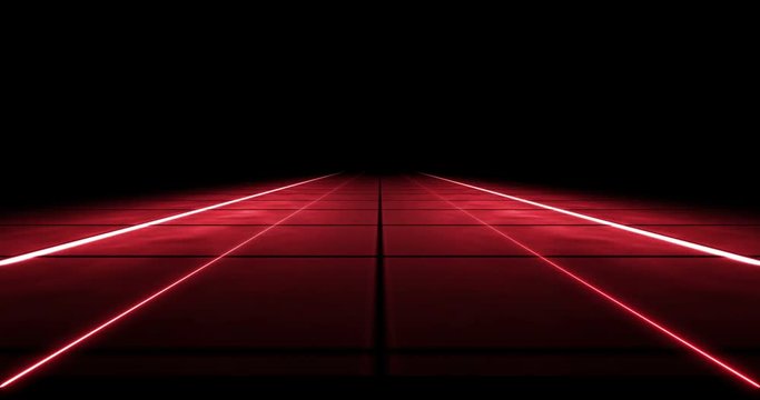 Infinite abstract space illuminated red runway 