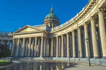 Obraz premium Kazan Cathedral in Saint Petersburg blue sky