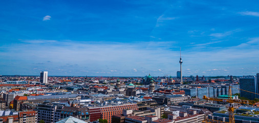 Beautiful top view of the skyline of Berlin - Germany with the Tv Tower and Berliner Dom. Berlin, Germany.