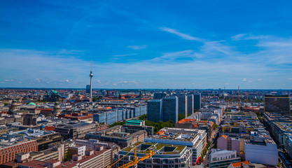 Fototapeta na wymiar Beautiful top view of the skyline of Berlin - Germany with the Tv Tower and Berliner Dom. Berlin, Germany.