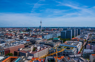 Obraz premium Beautiful top view of the skyline of Berlin - Germany with the Tv Tower and Berliner Dom. Berlin, Germany.