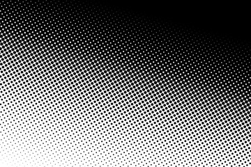 Gradient halftone dots background. Pop art template. Black and white newspaper texture. Vector illustration.