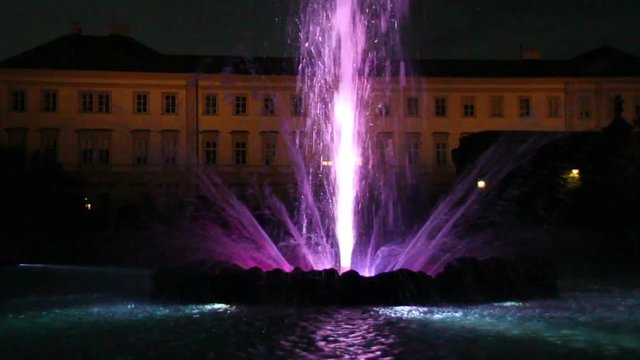 Colorful fountain at Mirabell Palace in Salzburg, Austria, 2017