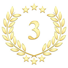 Lauriers 3 étoiles 3 sur fond blanc 