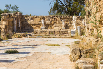 Fototapeta na wymiar Ruins of statues in the ancient city of Salamis, Northern Cyprus