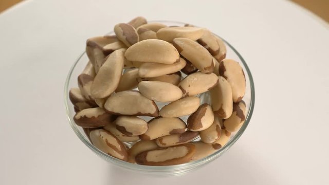 The nut brazil rotates on the turntable.