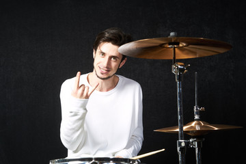 Fototapeta premium the drummer behind the drums