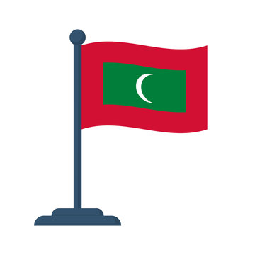 Flag Maldives holding hand man. Vector illustration flat design. Isolated on white background. Maldives Independence Day 26 th July.