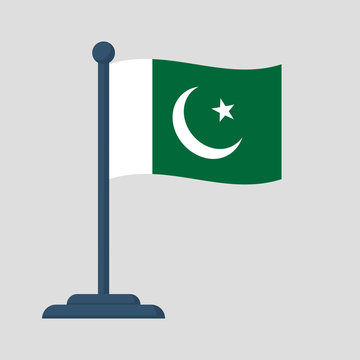 Pakistan flag isolated on white background. Independence Day is national holiday of Pakistan. Celebrated annually. Vector illustration flat design. August 14th.