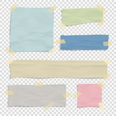 Set of paper color ripped pieces different size with sticky tape
