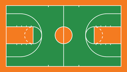 Fototapeta premium Vector of basketball court top view.