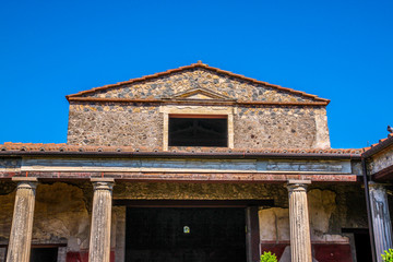 ancient Pompeii ruins, UNESCO World Heritage Site, Campania region, Italy. Pompeii city destroyed in 79BC by the eruption of Mount Vesuvius