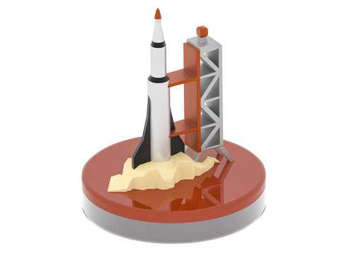 rocket launch pad 3D illustration