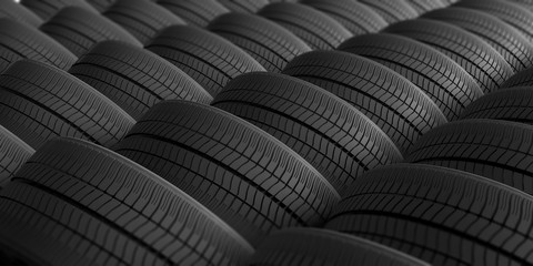 Car tires as background. 3d illustration © Rawf8
