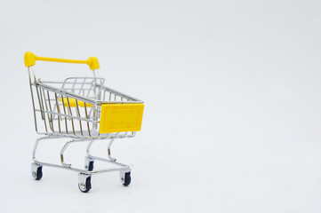Empty Shopping Cart Over White Background