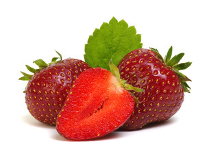 Strawberries with leaves