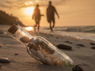 Bottle with seashells