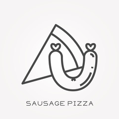 Line icon sausage pizza