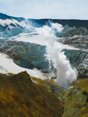Fumarole in active crater of Mutnovsky volcano at Kamchatka, Russia