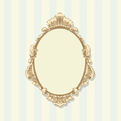 Retro oval frame hanging on the wall