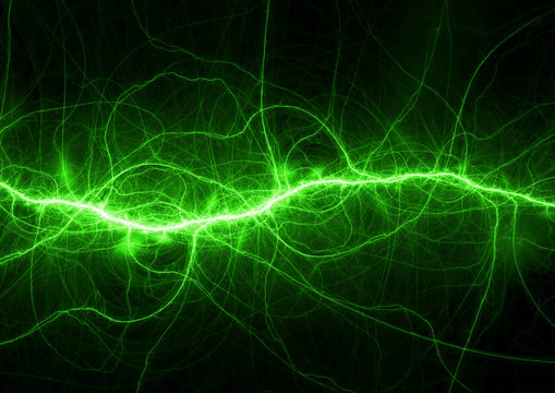Green energy, lightning electrical plasma background