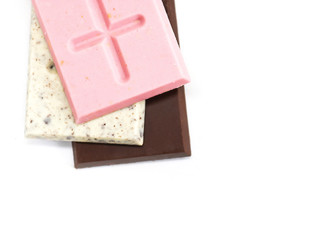 chocolate bar stack isolated on white background