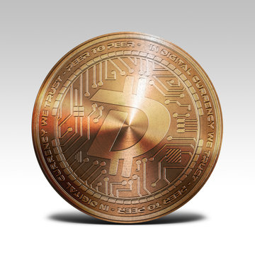 copper digibyte coin isolated on white background 3d rendering