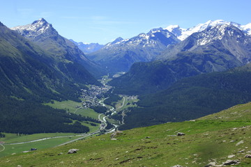 Fototapeta na wymiar Alp Muntatch, Blick auf Pontresina