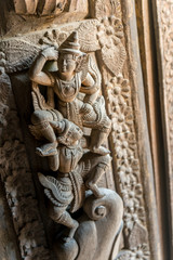 Wooden sculpture carving in Shwenandaw Monastery at Mandalay Myanmar Burma