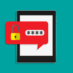 Obraz premium Tablet unlocked notification button and password field vector,