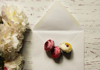 Envelope and romantic accessories