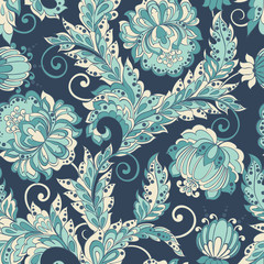 Materiał do szycia flowers and leaf seamless pattern. vector floral background