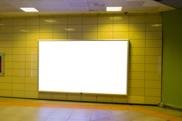 Blank Horizontal big Banner Billboard in subway station