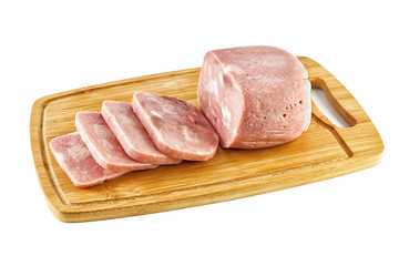 Ham lying on a cutting Board and insulated background
